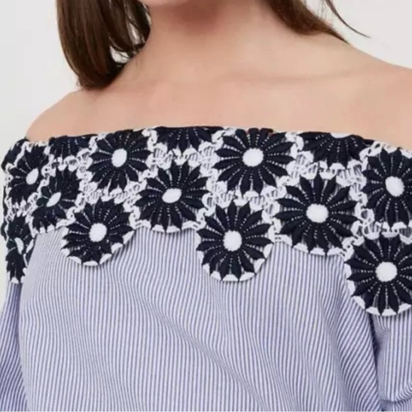 Ann Taylor LOFT Women’s Floral Seersucker Off the‎ Shoulder Blouse Size Medium - Picture 3 of 12